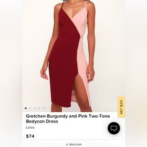 Lulus Burgundy and Pink Two-Tone Bodycon Dress